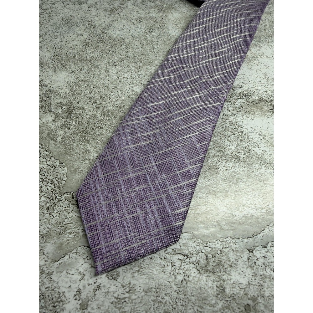 The Tie Bar Silk Blend Tie Mens One Size Purple Plaids & Checks Pointed Necktie